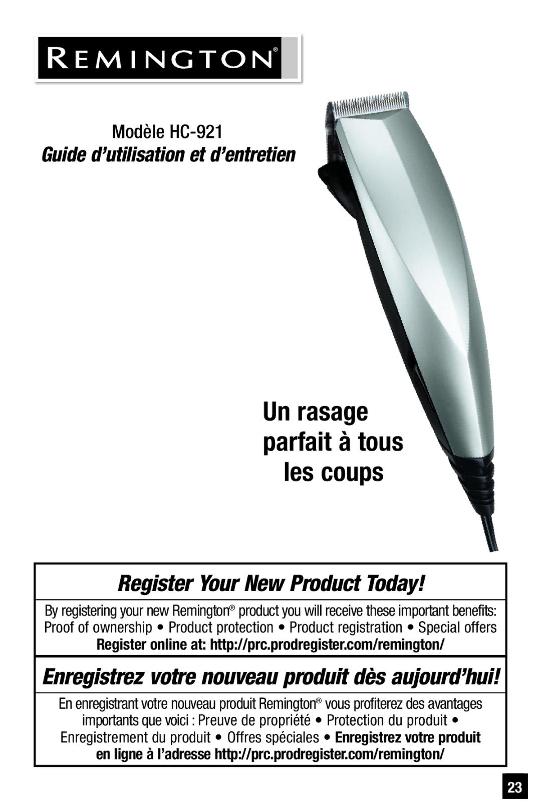 Remington HC-921 manual Les coups 