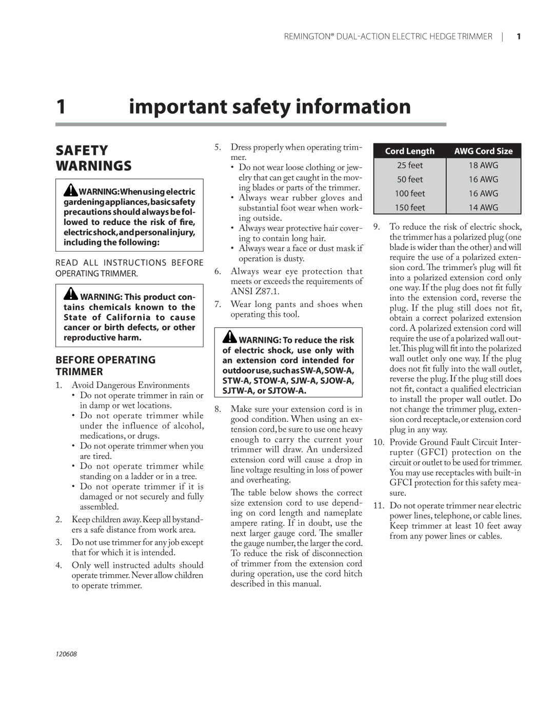 Remington HT2216A, HT2516A, HT2717A owner manual Important safety information, Safety 