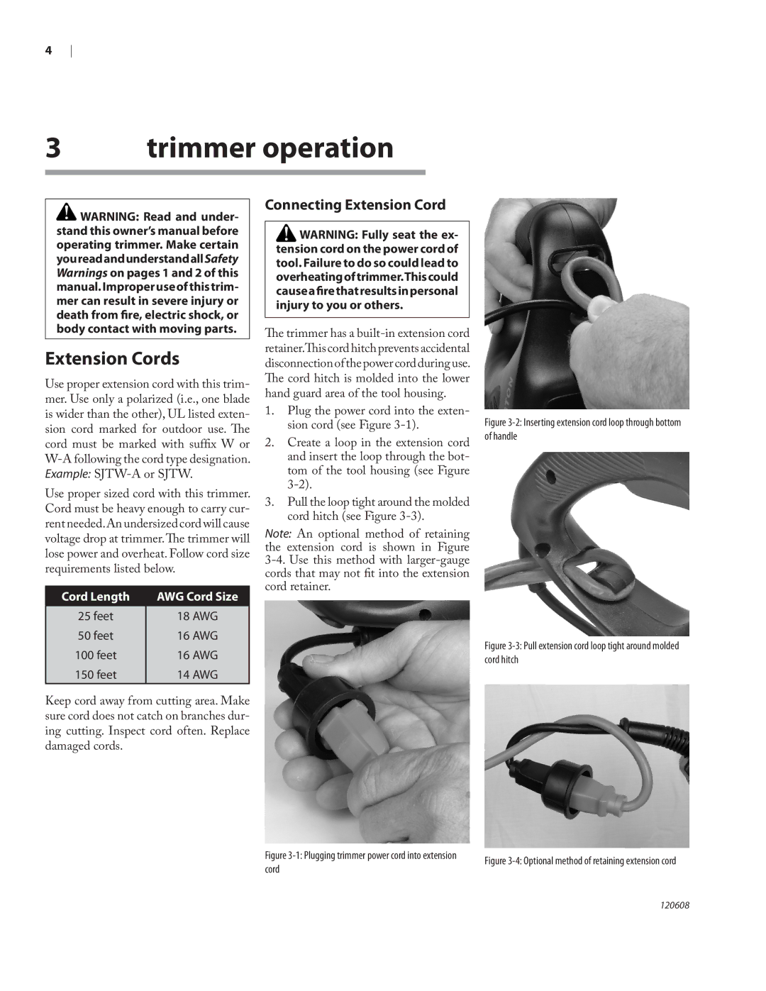 Remington HT2216A, HT2516A, HT2717A owner manual Trimmer operation, Extension Cords 