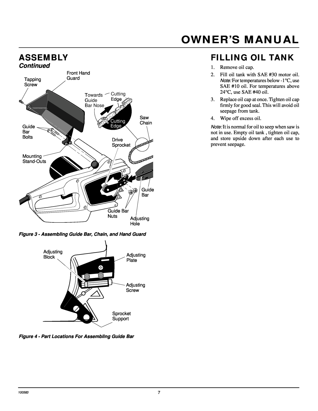 Remington EL-7 14-inch, LNT-2 8-inch, LNT-2 10-inch, LNT-3 12-inch Filling Oil Tank, Assembly, Continued, Remove oil cap 