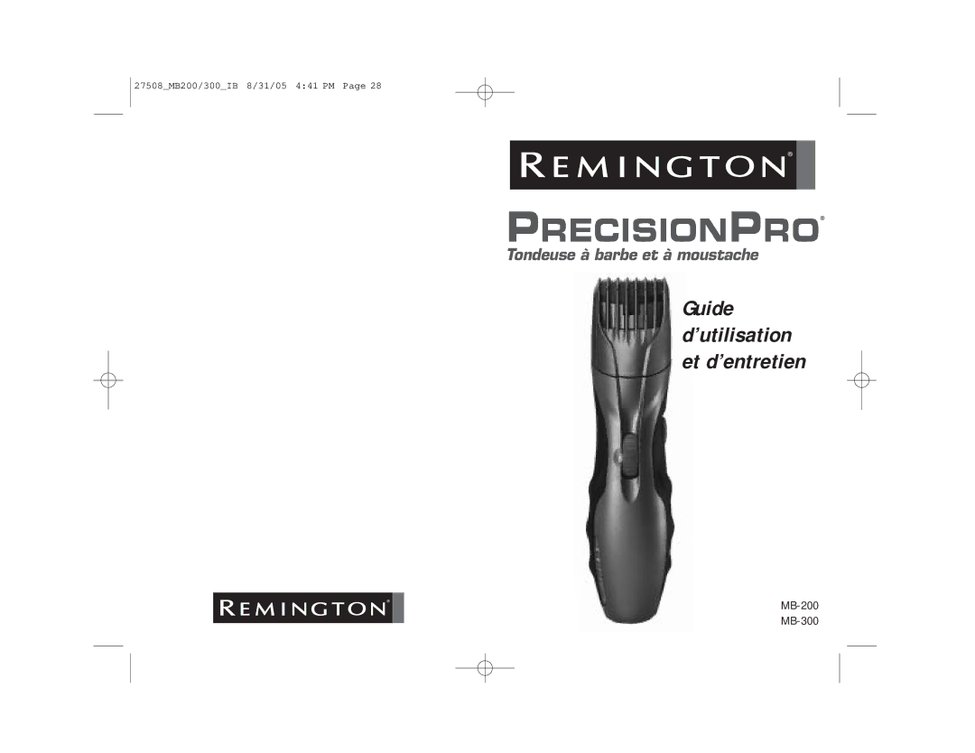 Remington MB-300, MB-200 manual Guide d’utilisation et d’entretien 