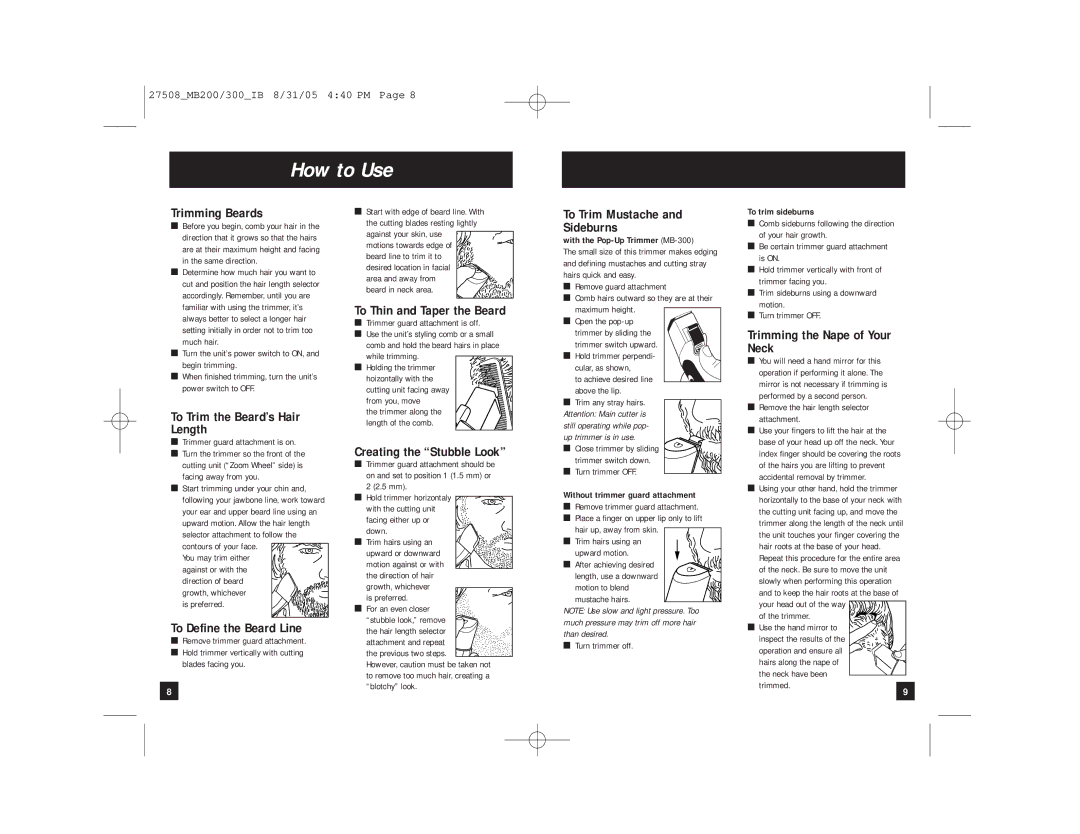 Remington MB-300, MB-200 manual How to Use 