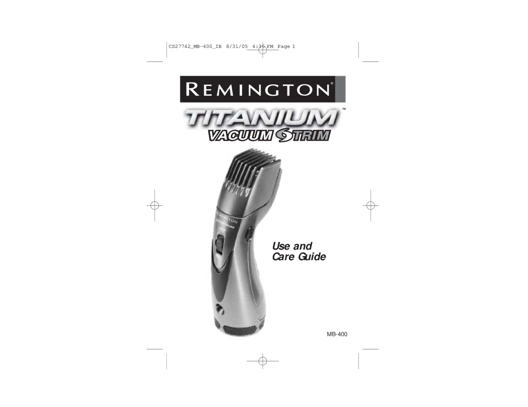 Remington MB-400 manual Vacuum Trim 