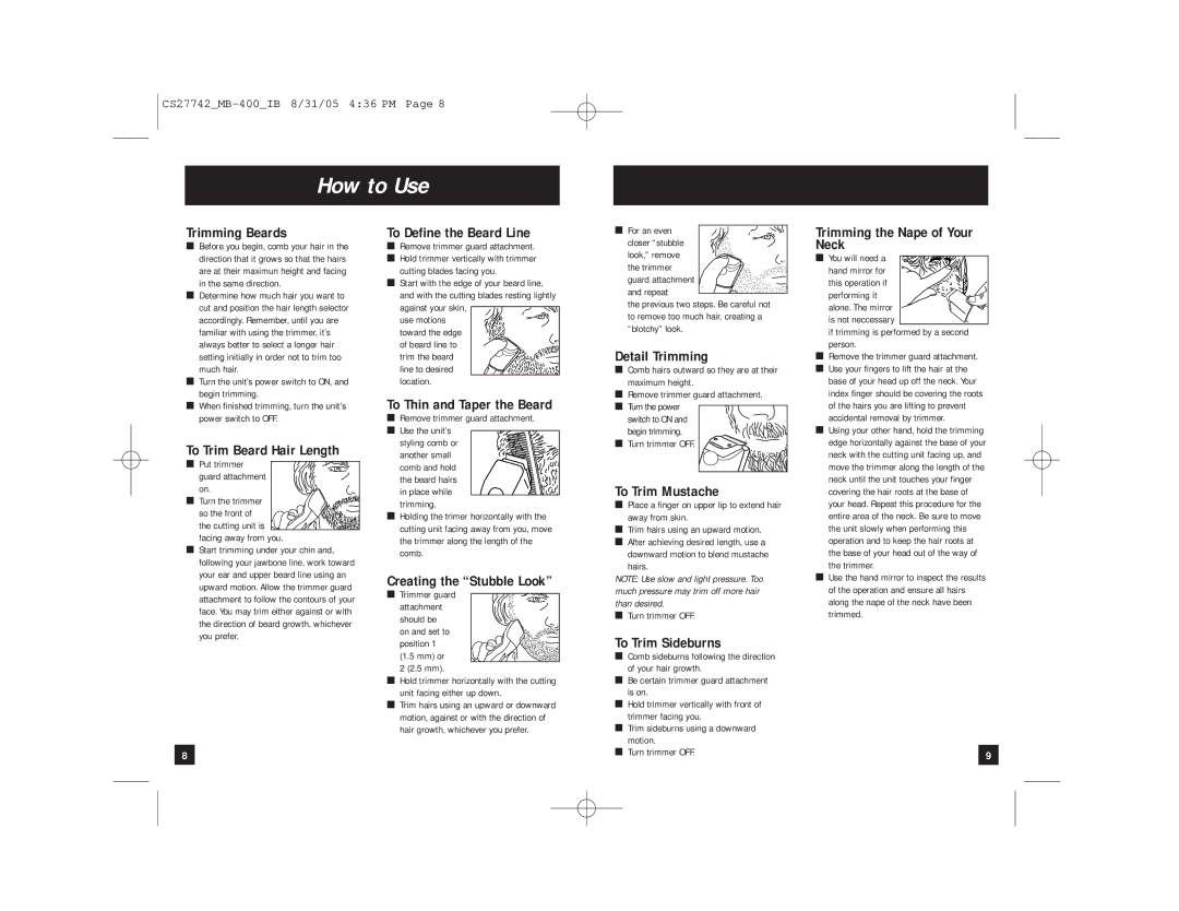 Remington MB-400 manual How to Use 