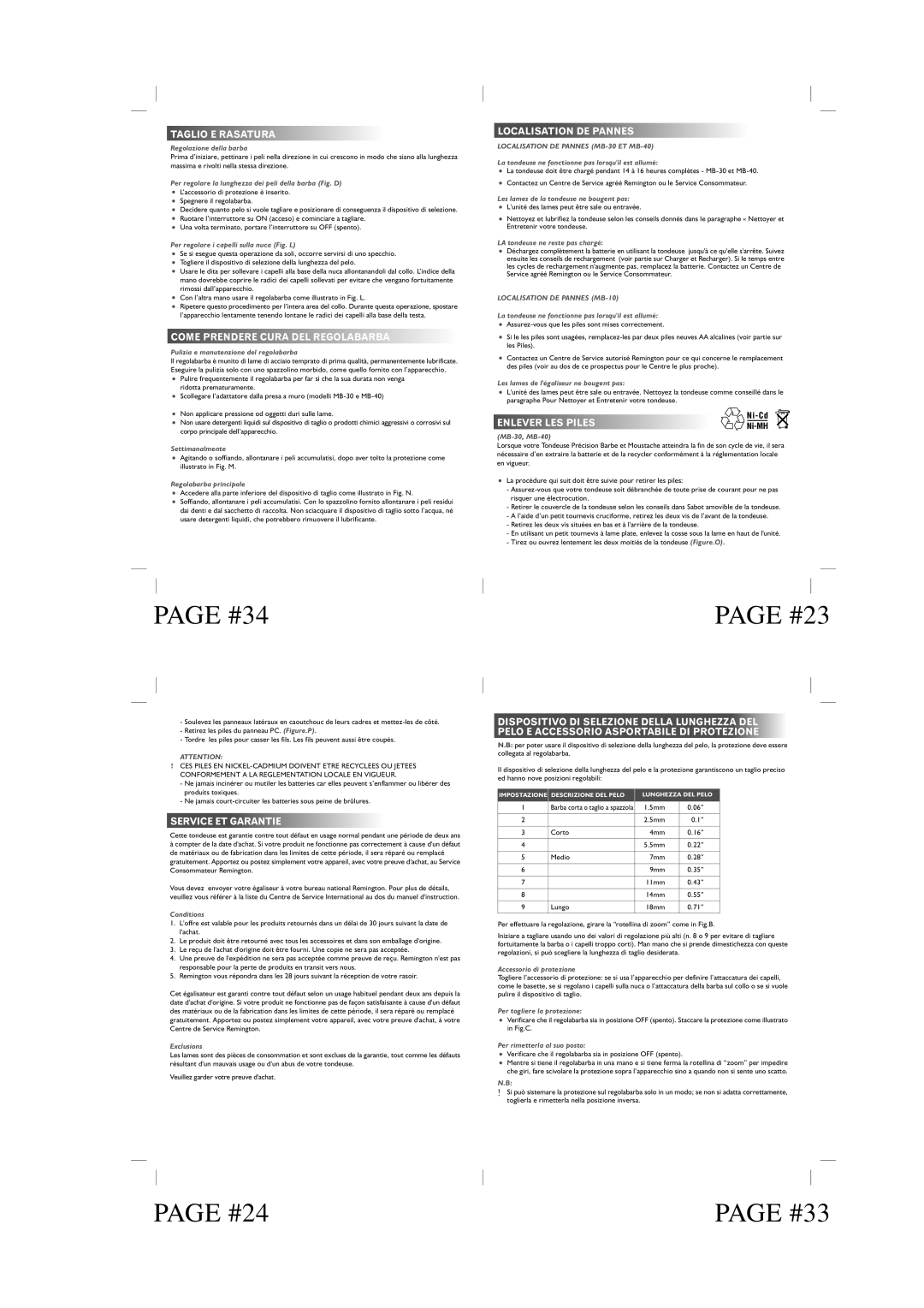 Remington MB30, MB40, MB10 manual #34 #23, #24 #33 