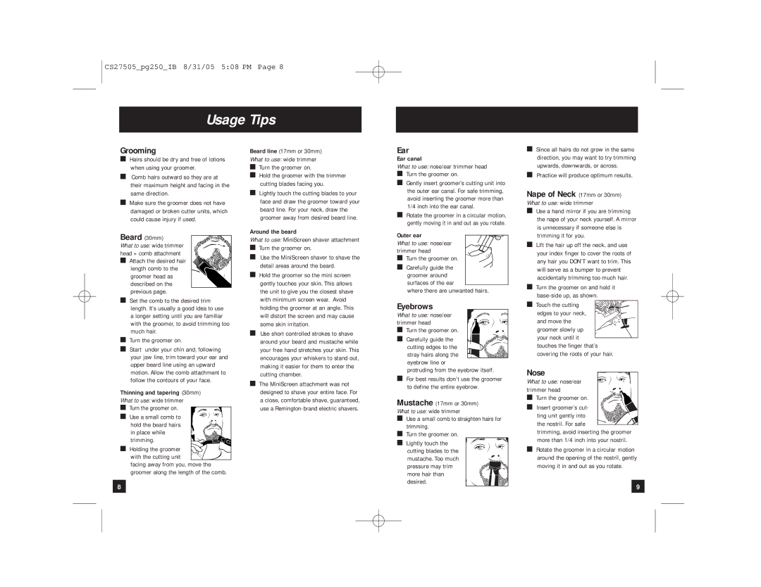 Remington PG250 manual Usage Tips 