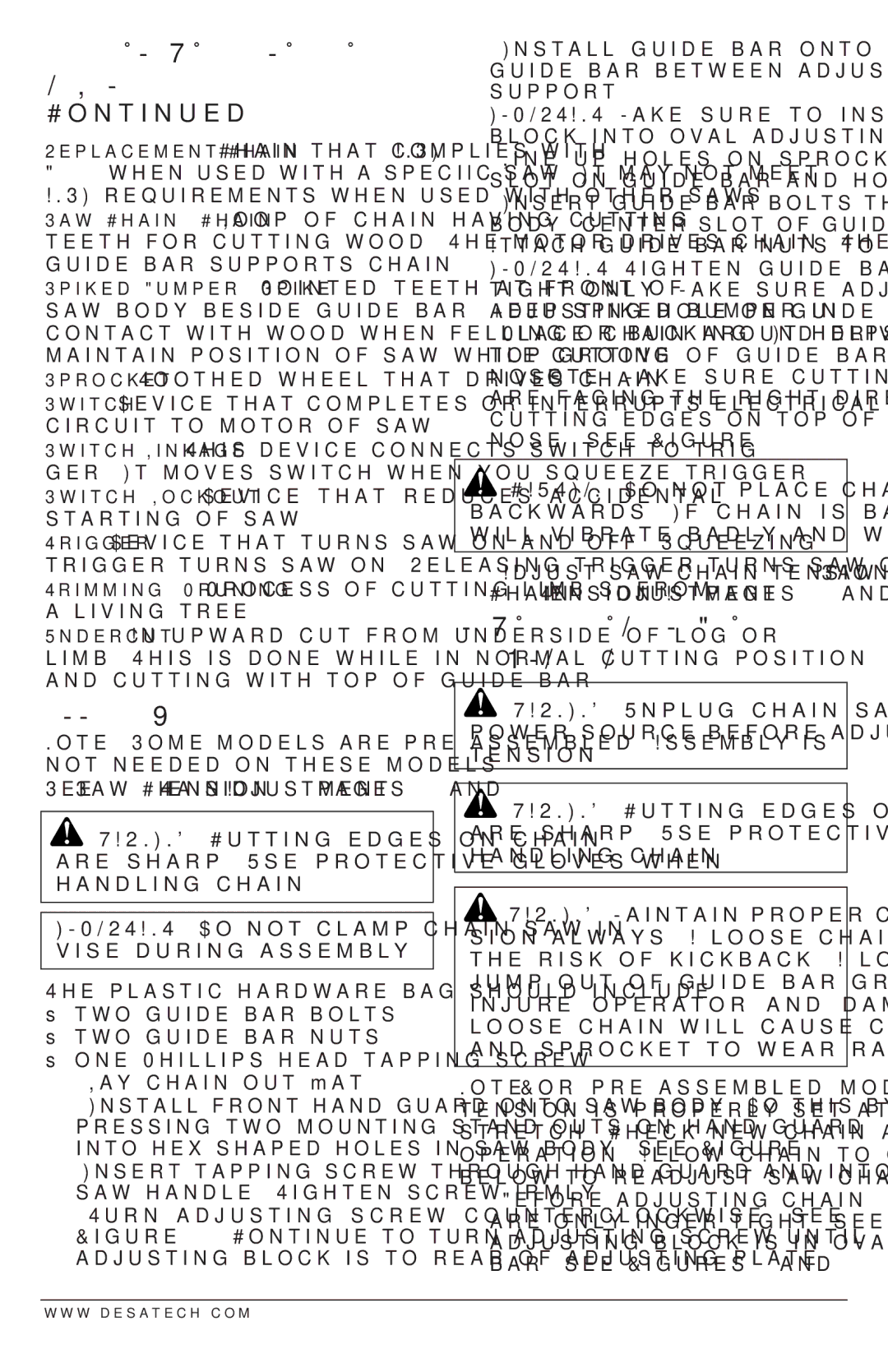 Remington Power Tools 104316-04, 106890-01 owner manual Assembly, SAW Chain Tension Adjustment 