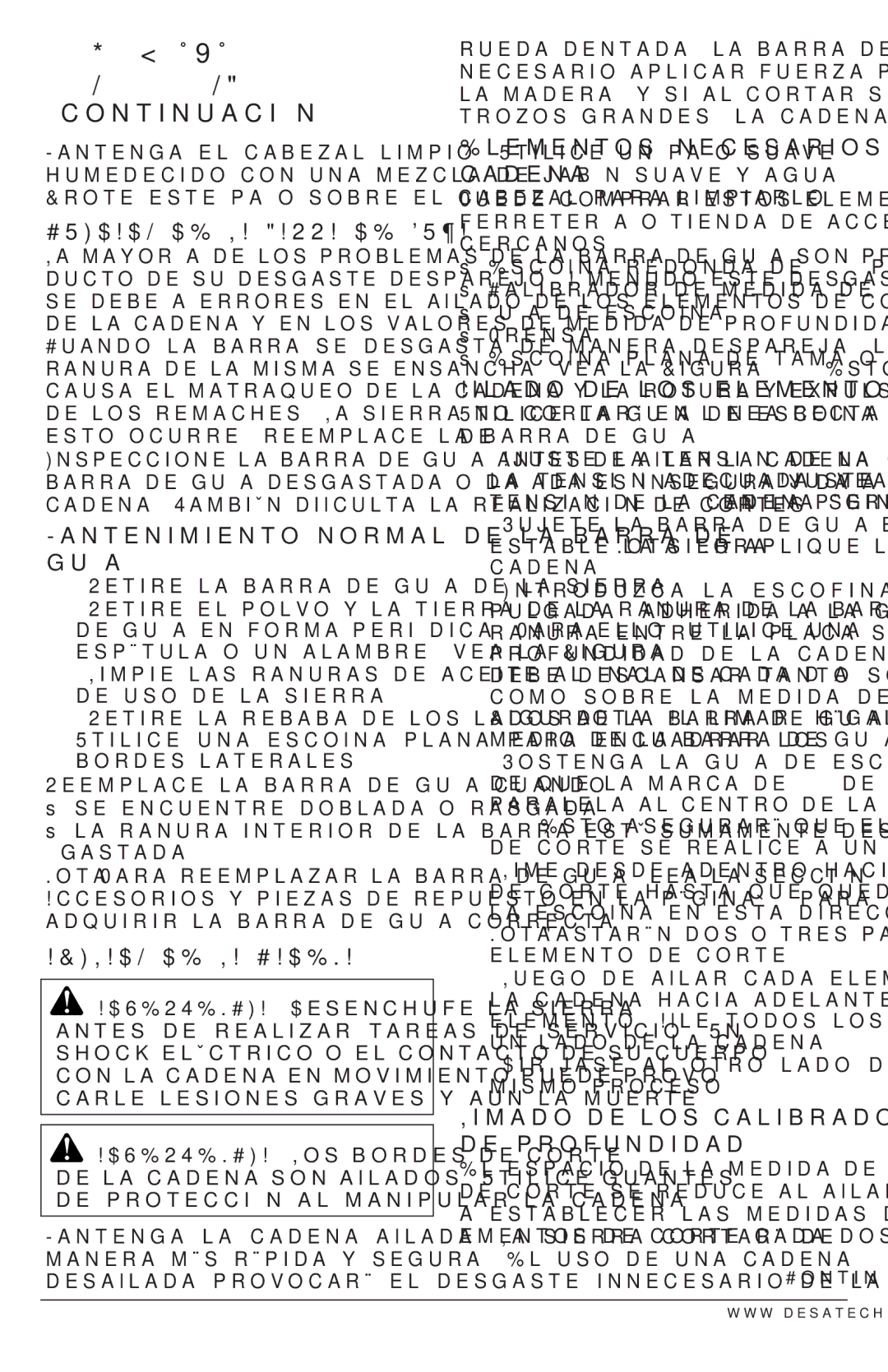 Remington Power Tools 104316-04, 106890-01 owner manual Cuidado DE LA Barra DE Guía, Afilado DE LA Cadena 