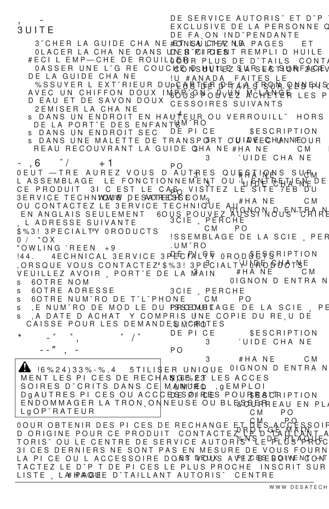 Remington Power Tools 104316-04 Service Technique, Pièces DE Rechange ET Accessoires, Numéro De pièce Description, Divers 