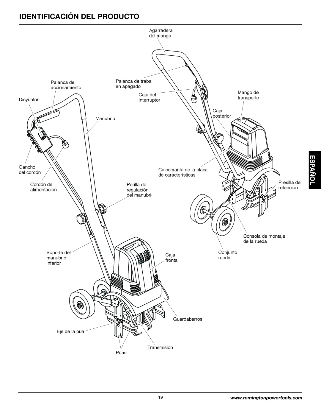 Remington Power Tools 109312-01 owner manual Identificación DEL Producto 