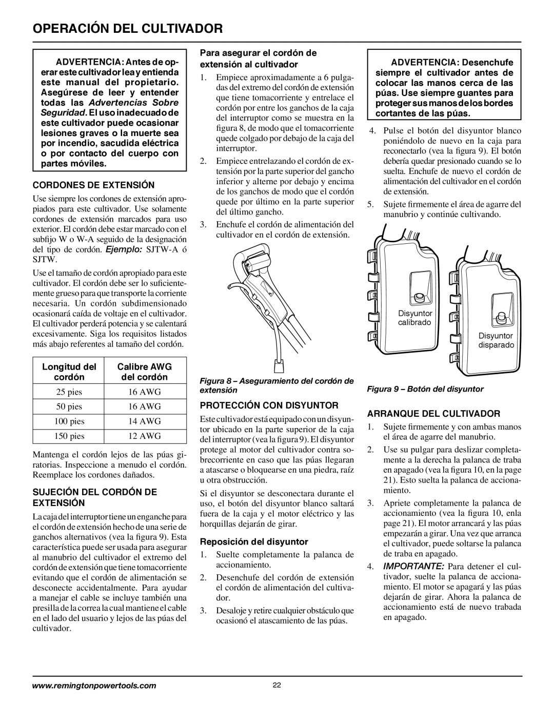 Remington Power Tools 109312-01 Cordones DE Extensión, Sujeción DEL Cordón DE Extensión, Protección CON Disyuntor 