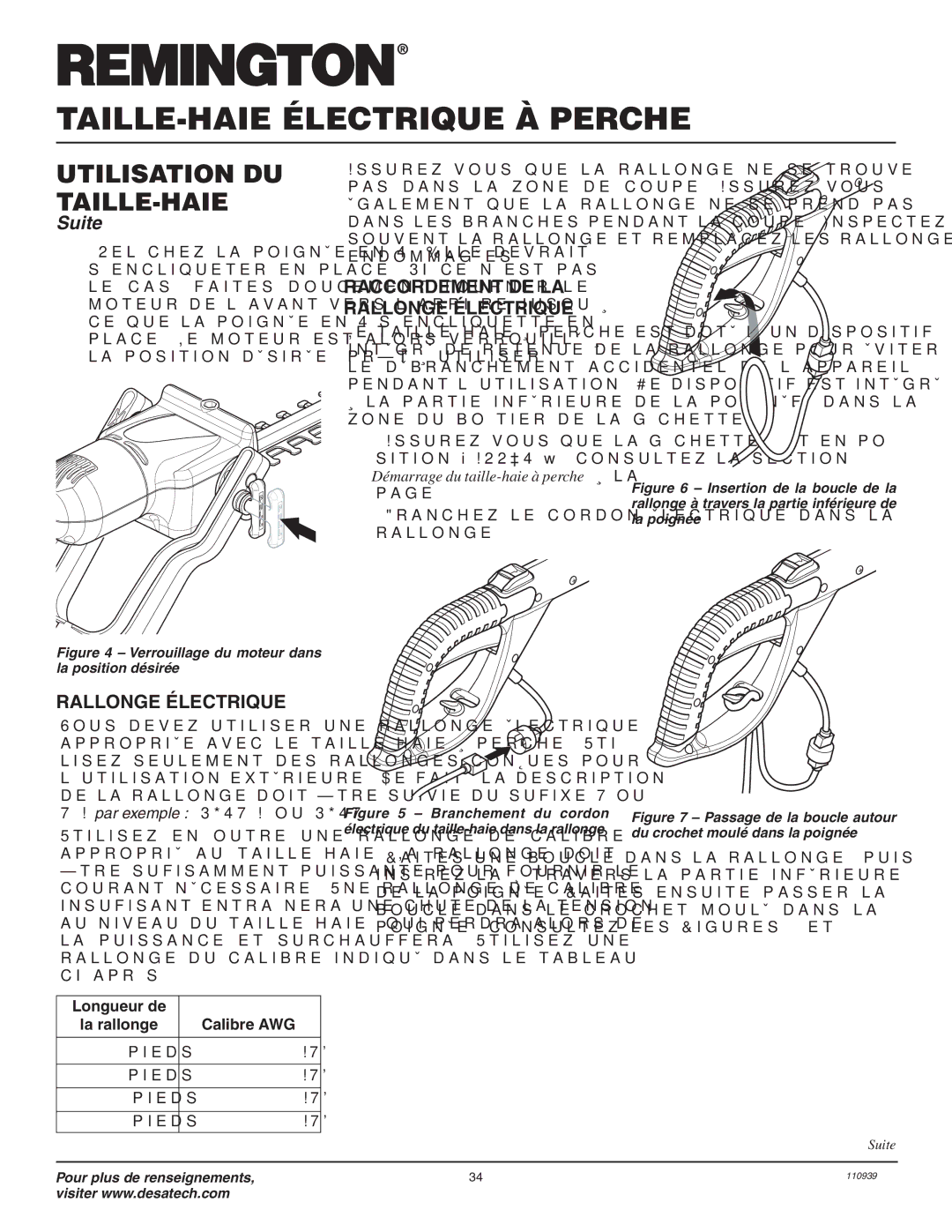 Remington Power Tools 117535-01A Raccordement DE LA Rallonge Électrique, Longueur de, Pieds 18 AWG 16 AWG 14 AWG 