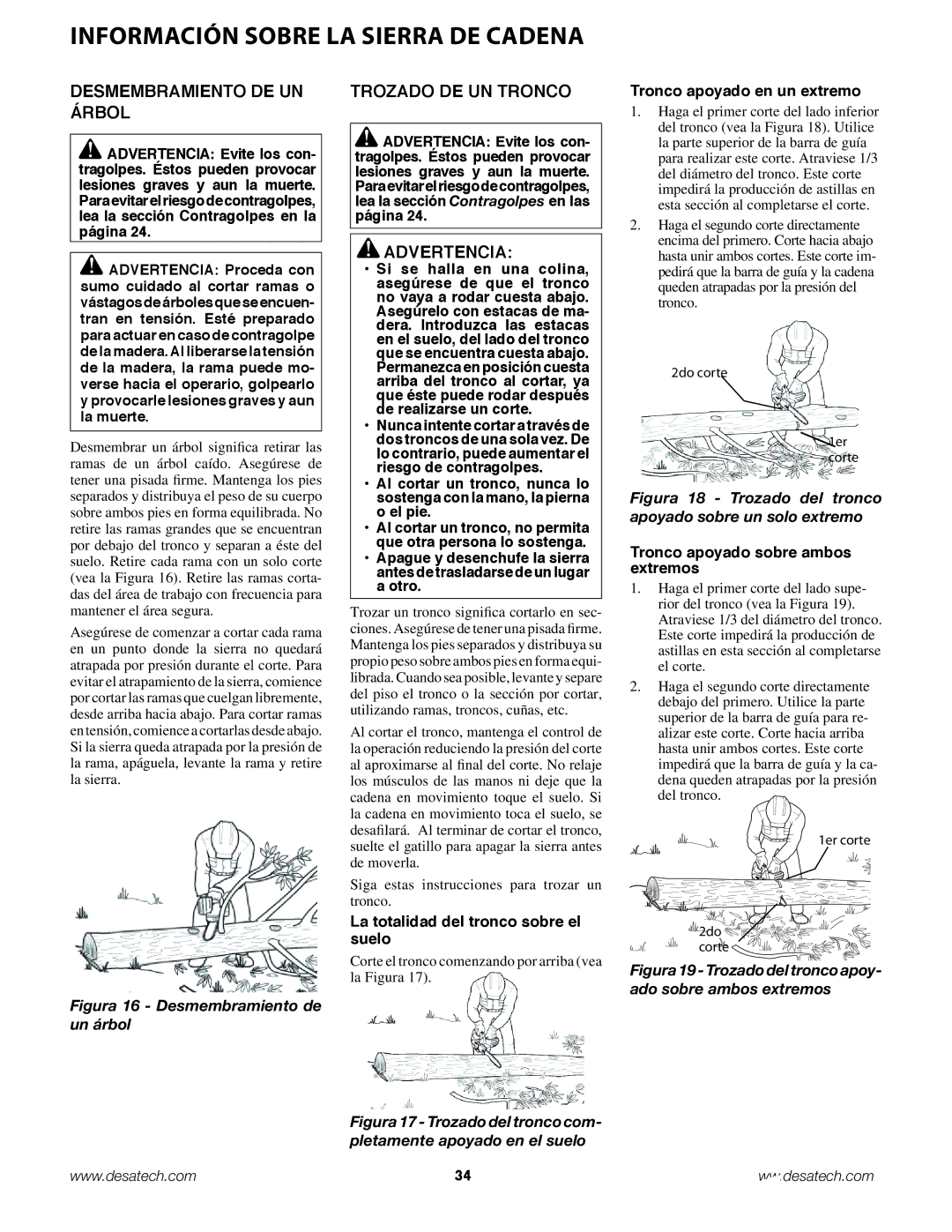 Remington Power Tools BPS188A, BS188A Desmembramiento DE UN Árbol, Trozado DE UN Tronco, Tronco apoyado en un extremo 