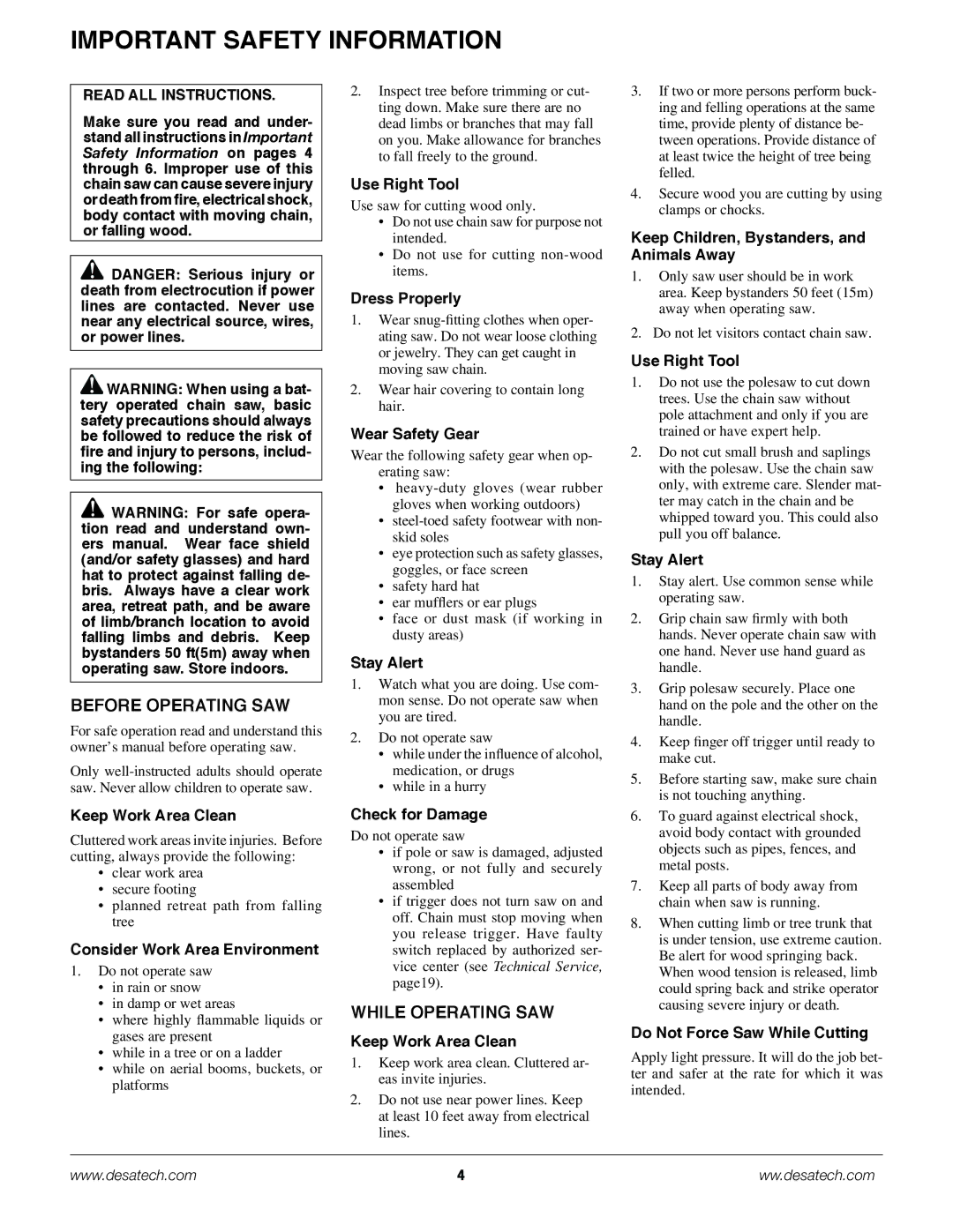 Remington Power Tools BPS188A, BS188A owner manual Important Safety Information, Before Operating Saw, While Operating Saw 