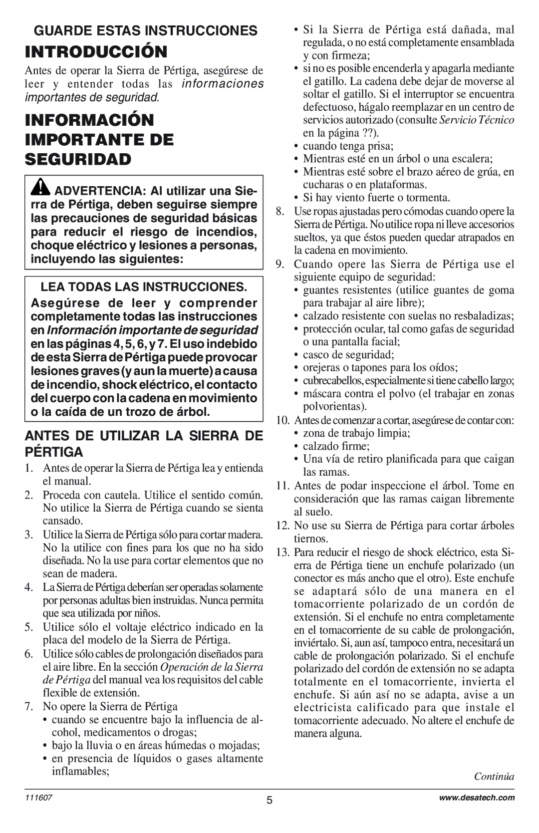 Remington Power Tools DPS-1: 111409-01 Introducción, Información Importante DE Seguridad, Guarde Estas Instrucciones 