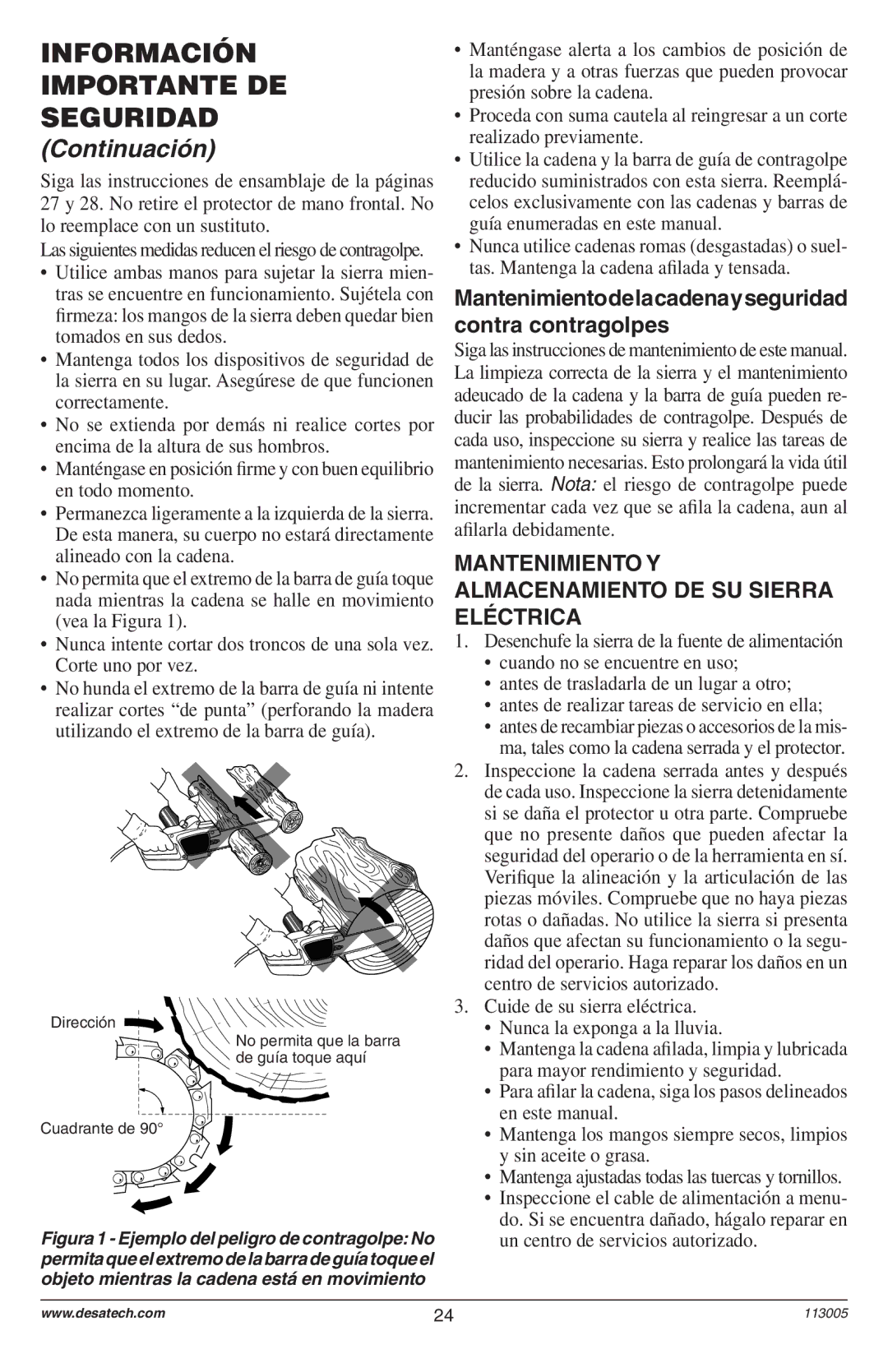 Remington Power Tools Electric Chain Saw owner manual Mantenimiento Y Almacenamiento DE SU Sierra Eléctrica 