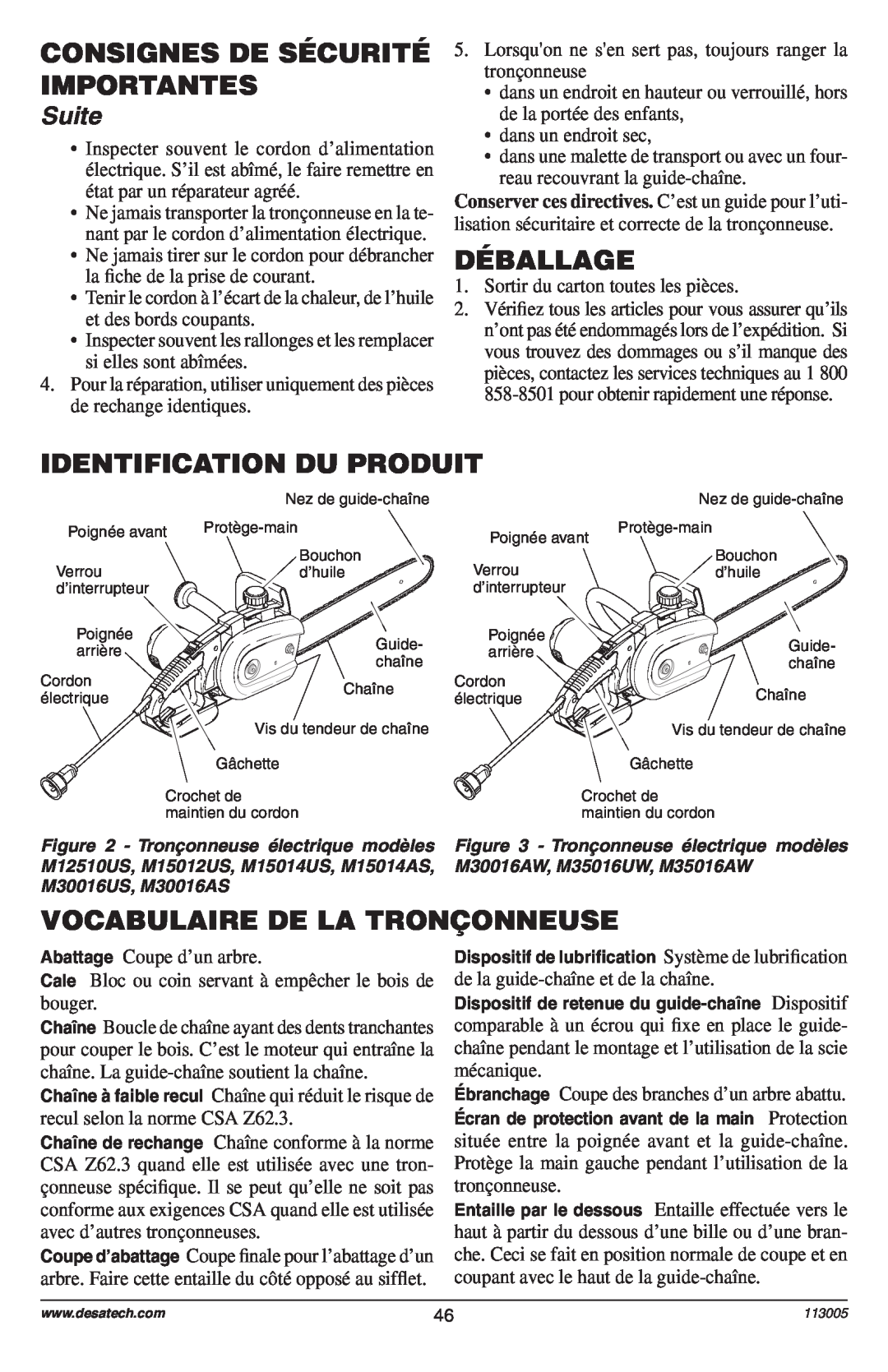 Remington Power Tools Electric Chain Saw Déballage, Identification Du Produit, Vocabulaire De La Tronçonneuse, Suite 