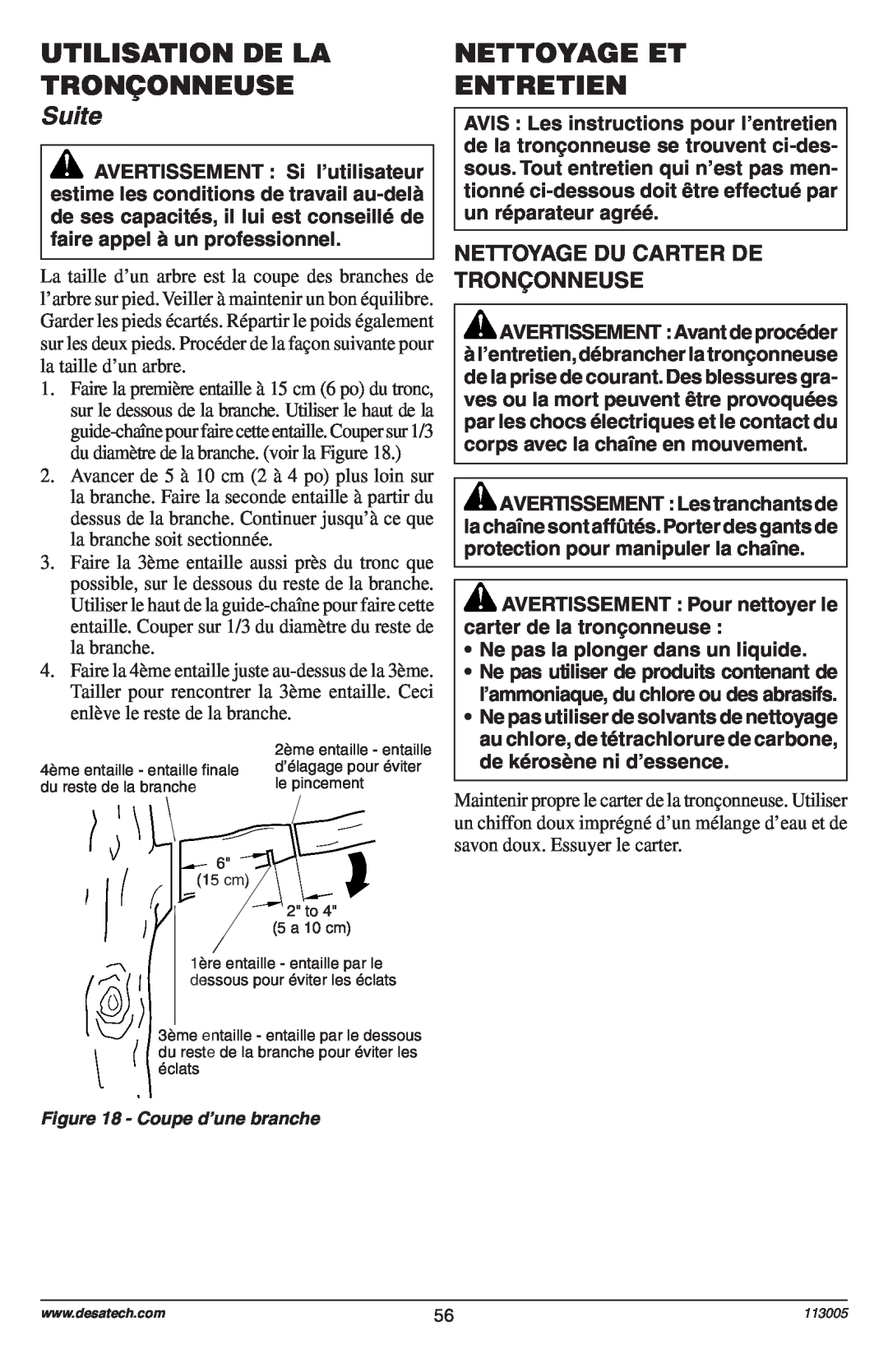 Remington Power Tools Electric Chain Saw owner manual Nettoyage Et Entretien, Nettoyage Du Carter De Tronçonneuse, Suite 