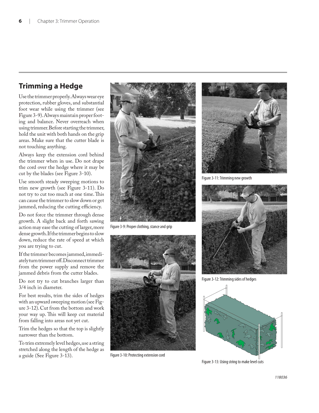 Remington Power Tools HT3218A, HT4022A owner manual Trimming a Hedge, Protecting extension cord 