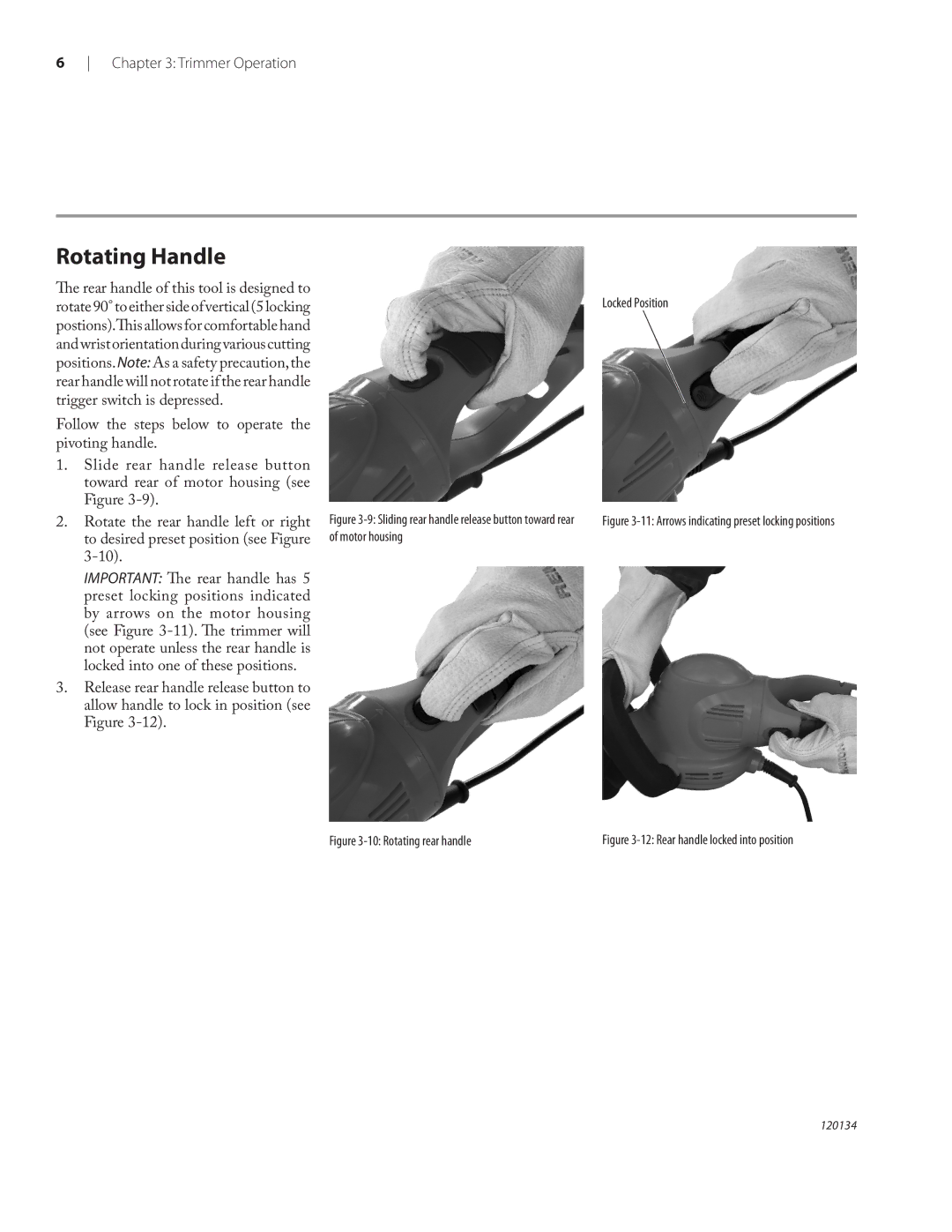 Remington Power Tools HT5024PHT owner manual Rotating Handle, Rear handle of this tool is designed to 