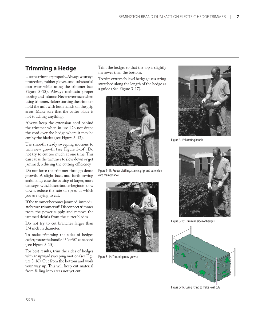 Remington Power Tools HT5024PHT owner manual Trimming a Hedge, 15Rotating handle 