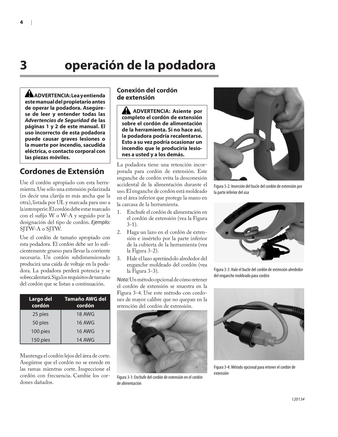 Remington Power Tools HT5024PHT owner manual Operación de la podadora, Cordones de Extensión 