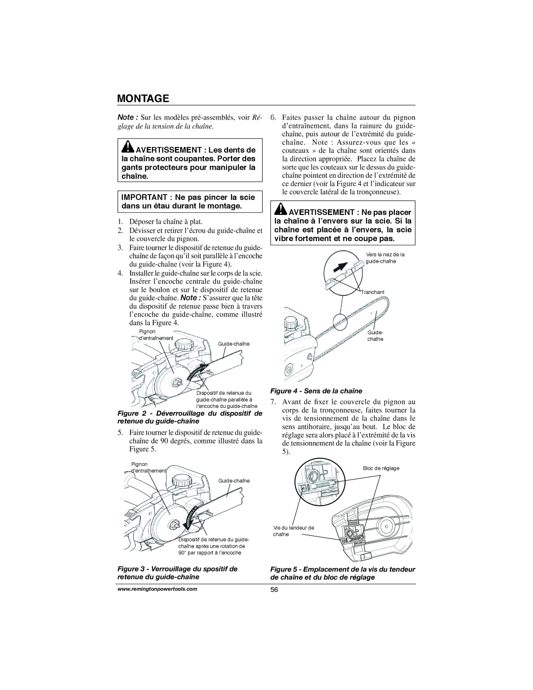 Remington Power Tools M15012US, M30016AS, M15014AS, M35016AW, M30016US, M30016AW owner manual Montage, Dans la Figure 