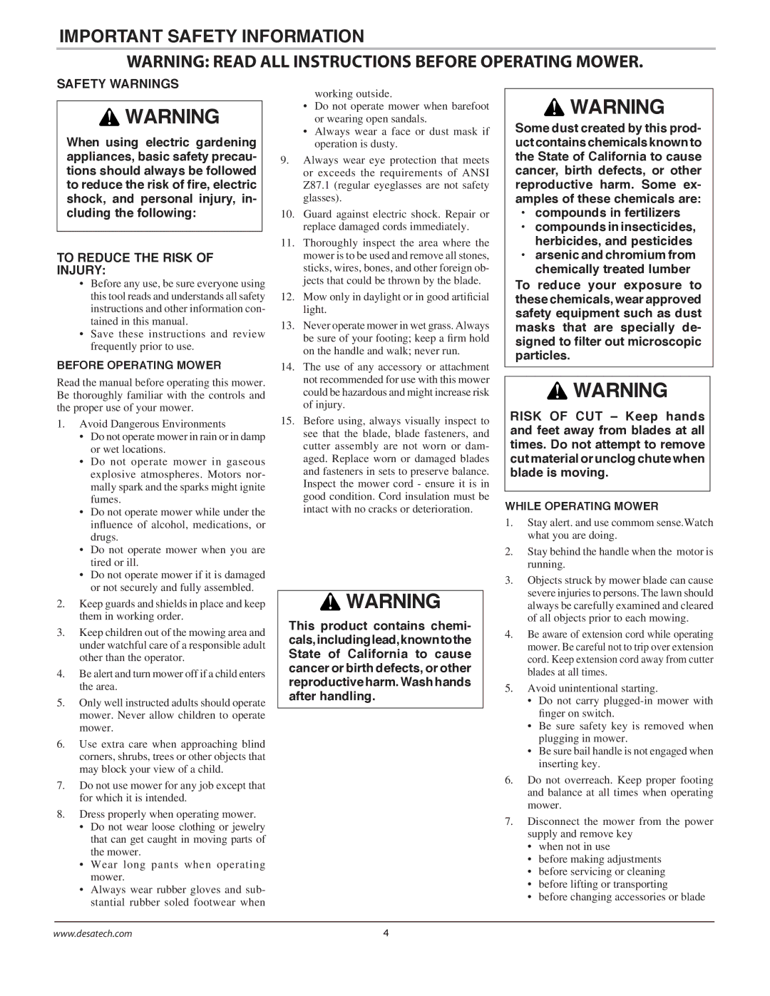 Remington Power Tools MPS6017A manual Important Safety Information, Safety Warnings, To Reduce the Risk of Injury 