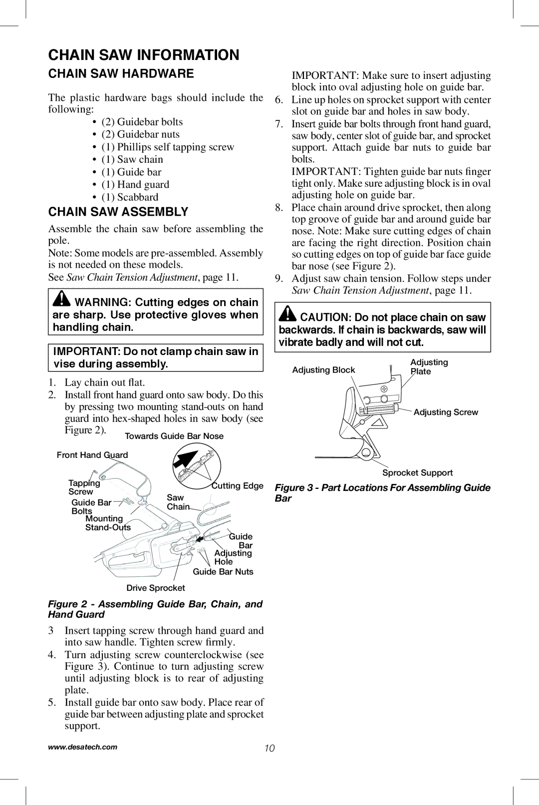 Remington Power Tools RPS2N1, 104317, PS1510A manual Chain Saw HardwarE, Chain Saw Assembly 