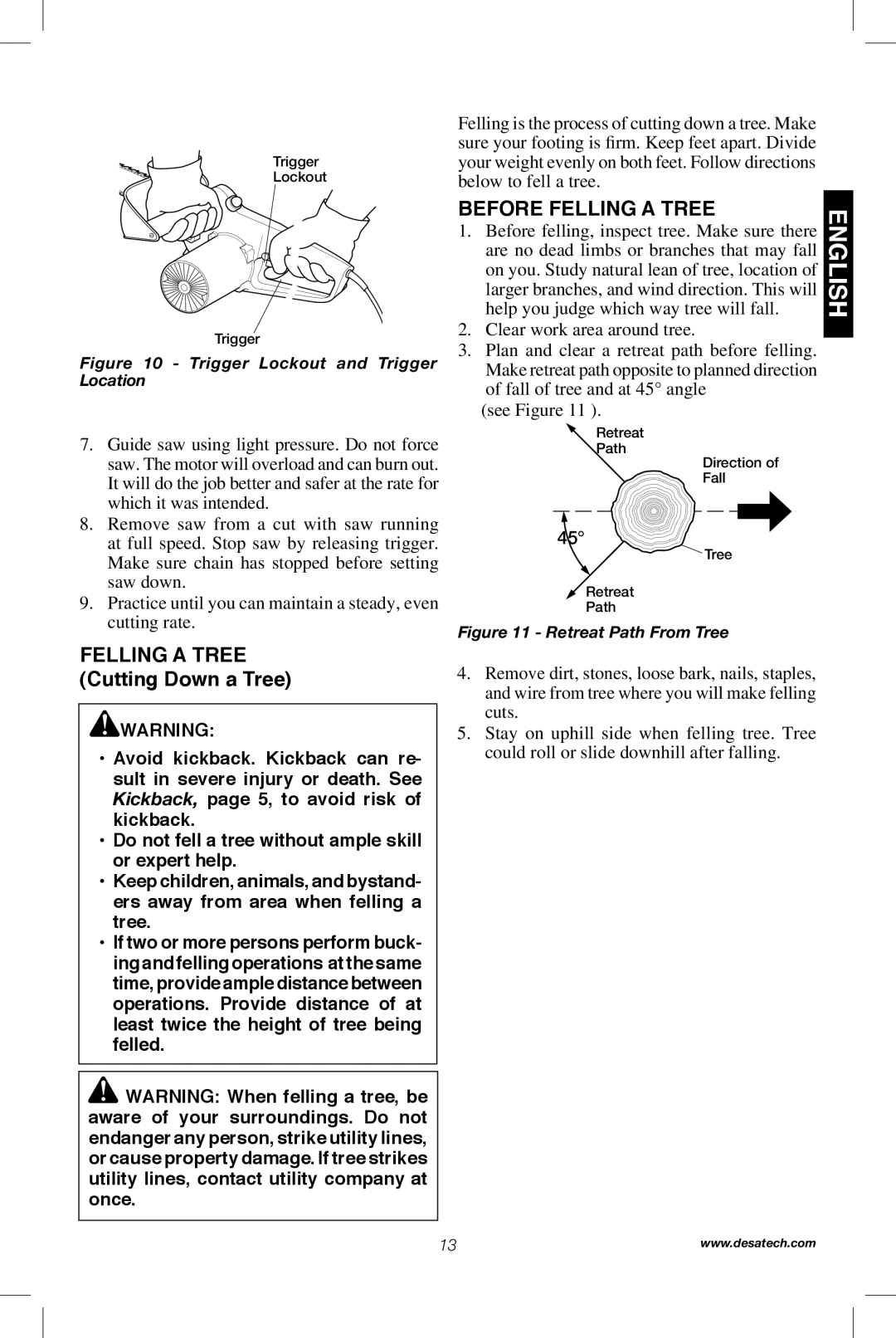 Remington Power Tools RPS2N1, 104317, PS1510A manual Felling a Tree Cutting Down a Tree, Before Felling a Tree 