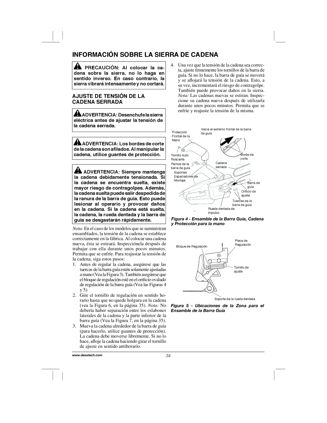 Remington Power Tools RPS2N1, 104317, PS1510A manual Ajuste DE Tensión DE LA Cadena Serrada 