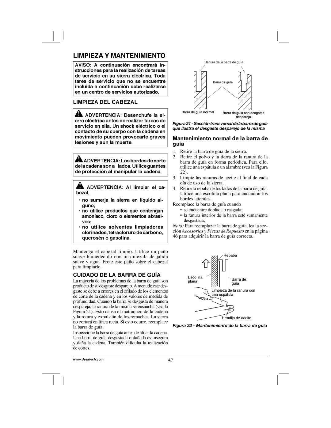 Remington Power Tools RPS2N1, 104317, PS1510A Limpieza Y Mantenimiento, Limpieza DEL Cabezal, Cuidado DE LA Barra DE Guía 