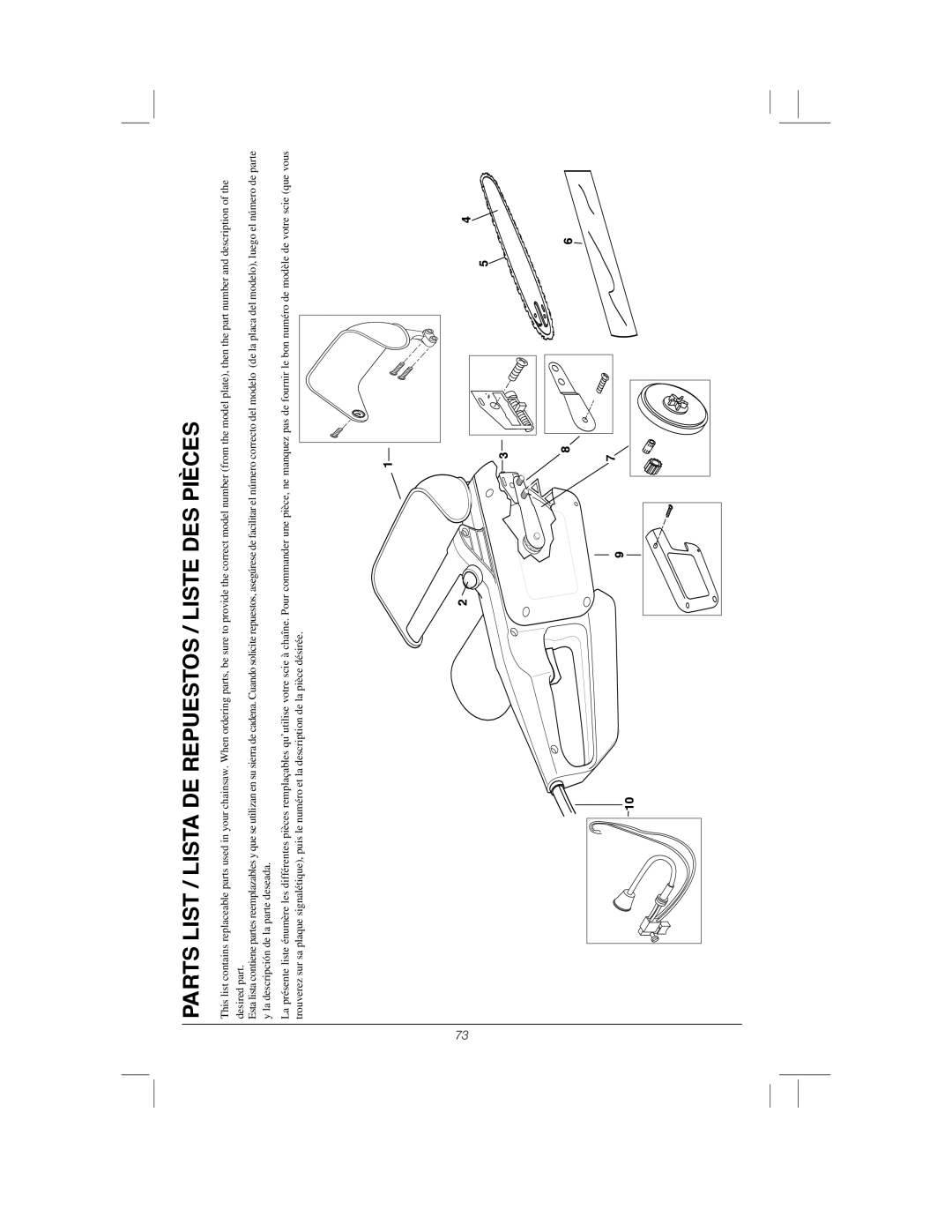 Remington Power Tools RPS2N1, 104317, PS1510A manual Parts List / Lista DE Repuestos / Liste DES Pièces 