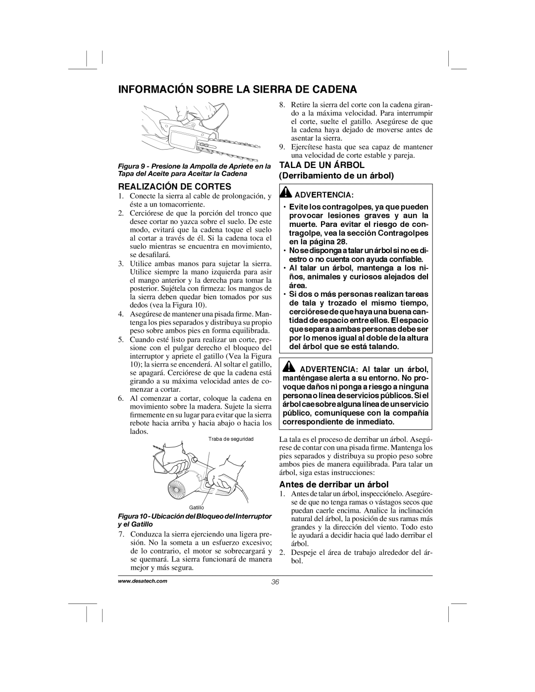 Remington Power Tools RPS2N1, 104317, PS1510A manual Información Sobre La Sierra De Cadena, Realización De Cortes 