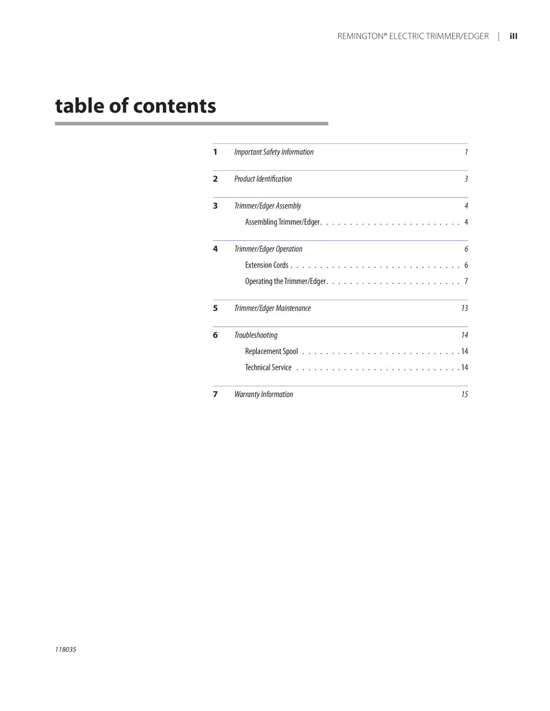 Remington Power Tools ST3812B, ST4514B owner manual Table of contents 