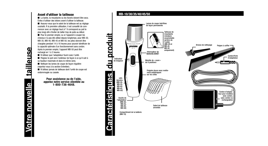 Remington Precision Beard & Mustache Trimmer Votre nouvelle tailleuse, Caractéristiques du produit 