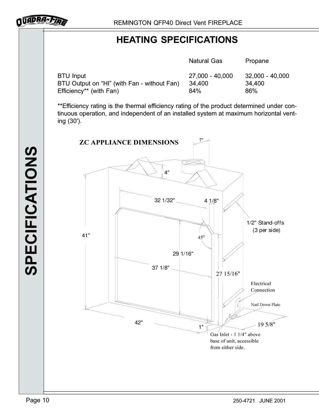 Remington QFP40 manual Heating Specifications 