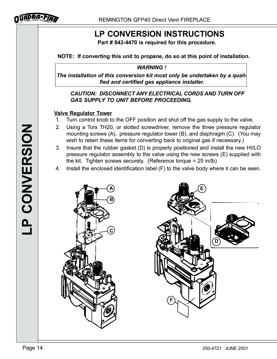 Remington QFP40 manual LP Conversion Instructions 