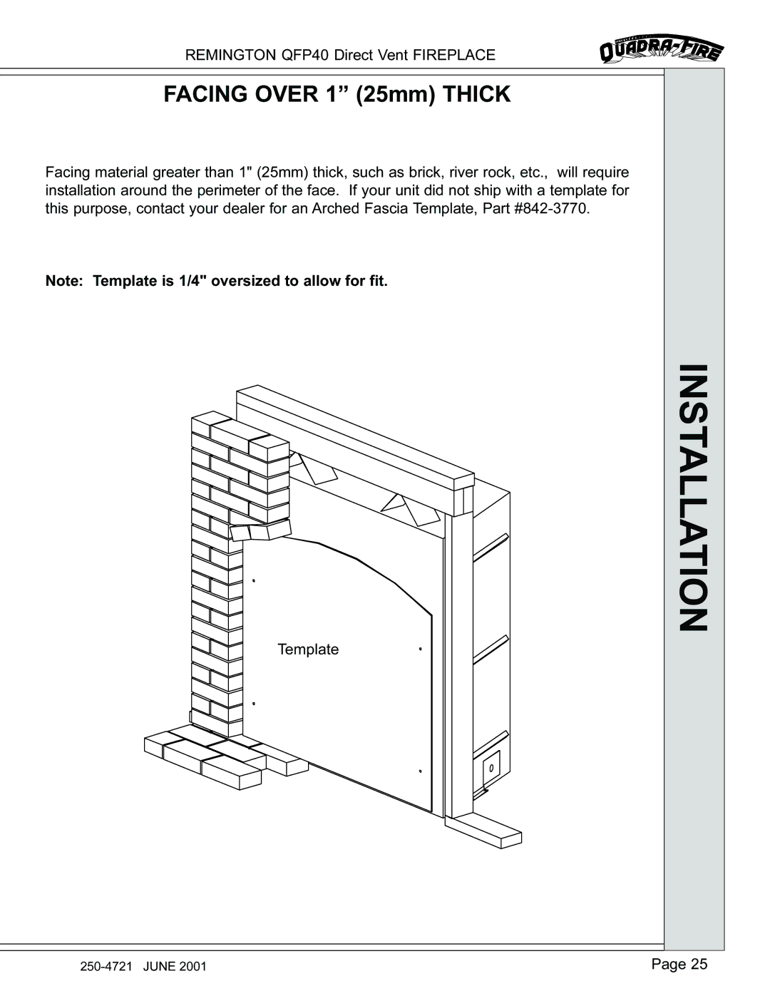 Remington QFP40 manual Facing Over 1 25mm Thick 