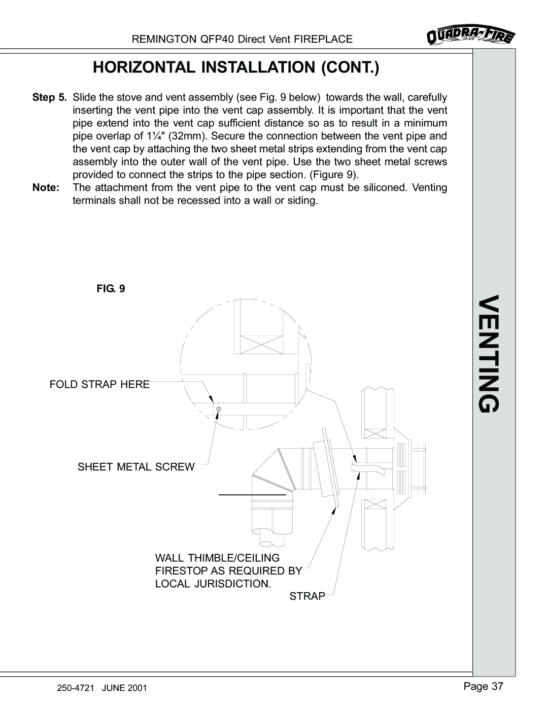 Remington QFP40 manual Venting 