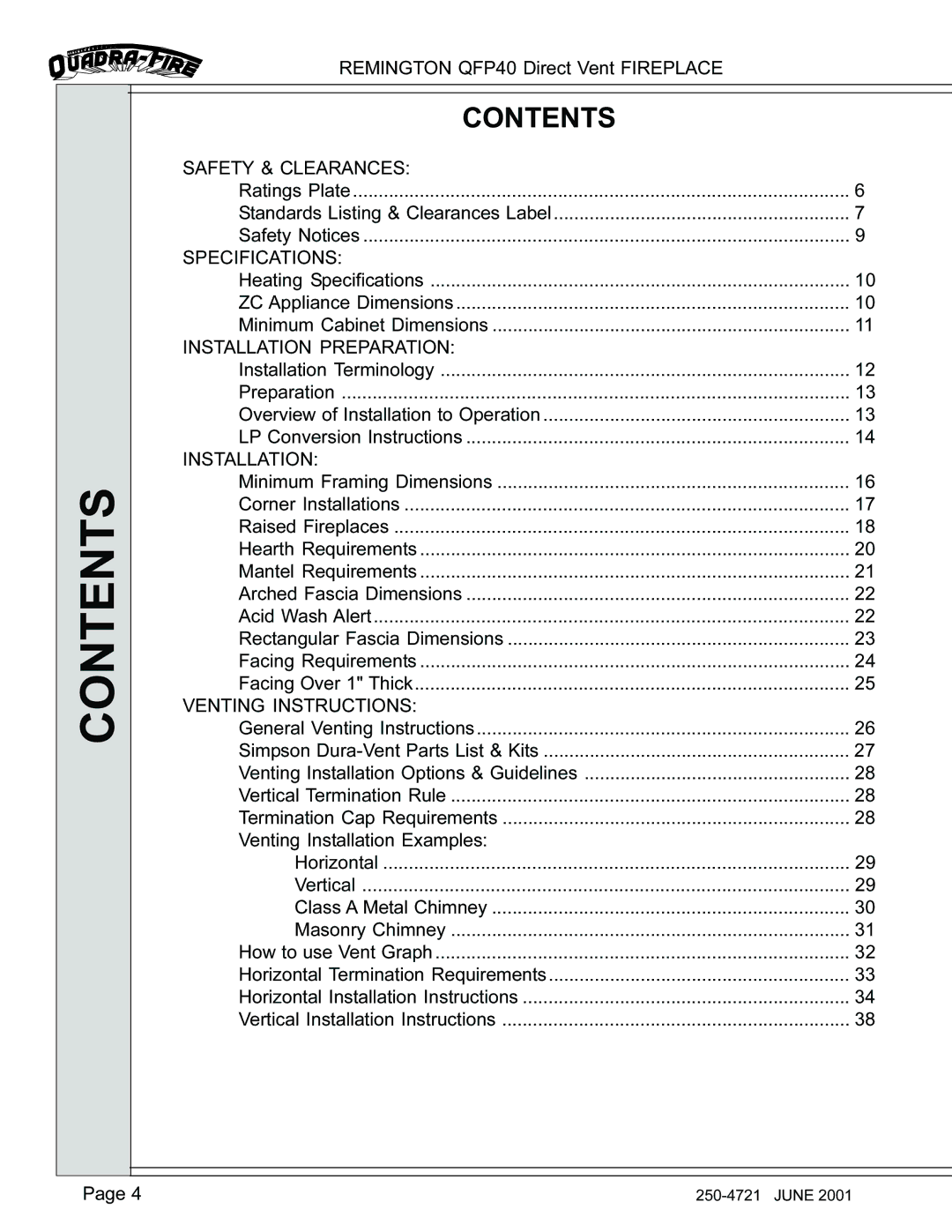 Remington QFP40 manual Contents 