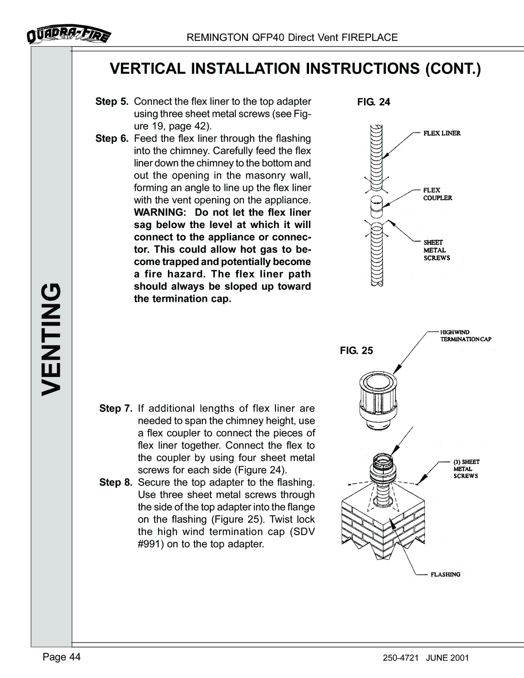 Remington QFP40 manual Venting 