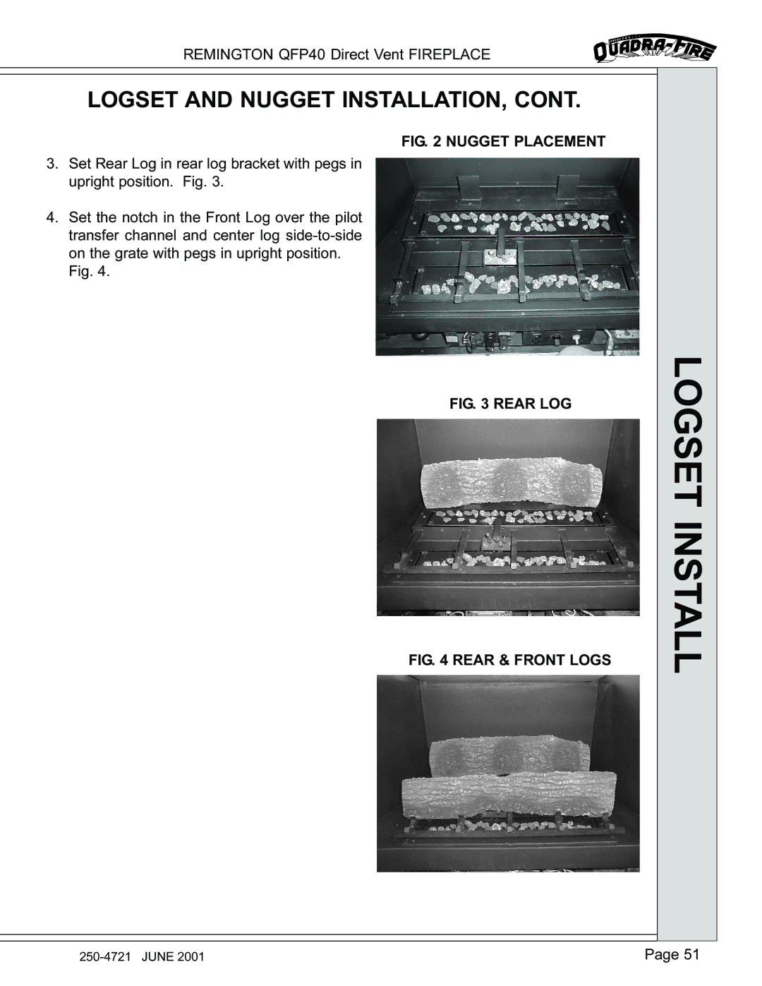 Remington QFP40 manual Logset and Nugget INSTALLATION, Nugget Placement 