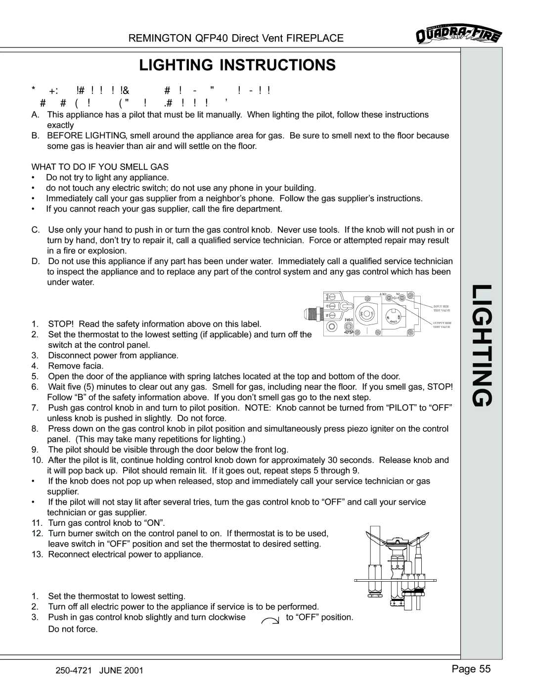 Remington QFP40 manual Lighting Instructions 