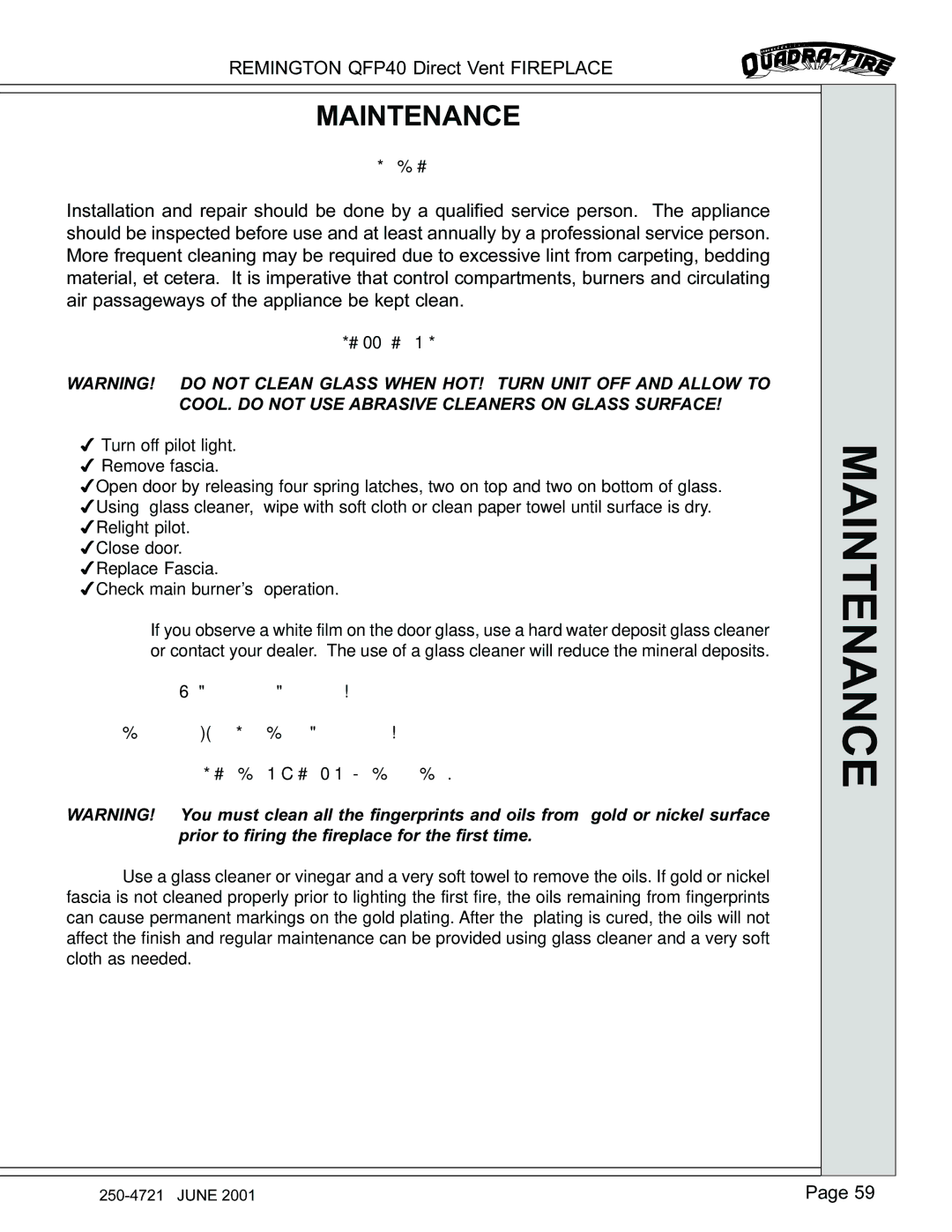 Remington QFP40 manual Maintenance 