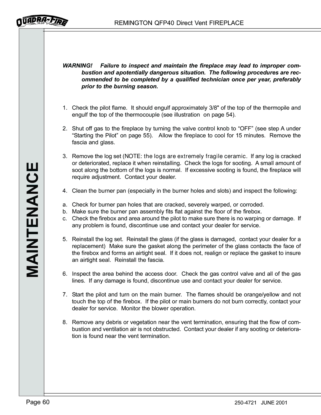 Remington QFP40 manual Yearly Servicing Procedures 