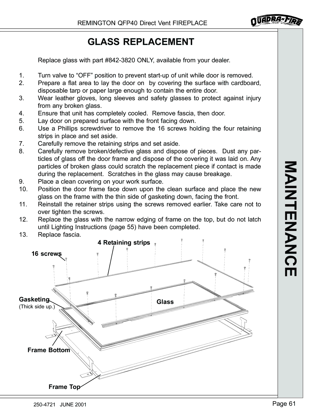 Remington QFP40 manual Glass Replacement 