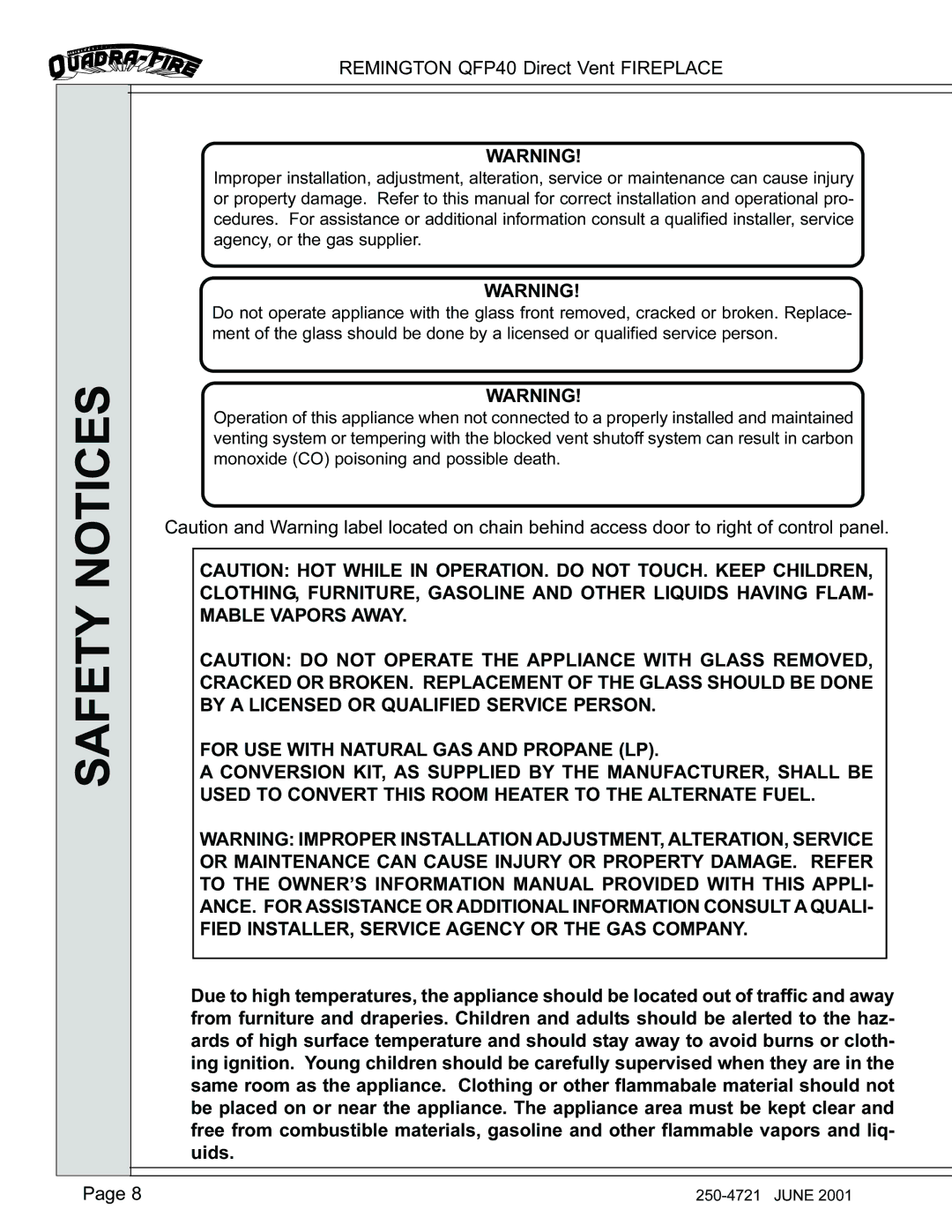 Remington QFP40 manual Safety Notices 