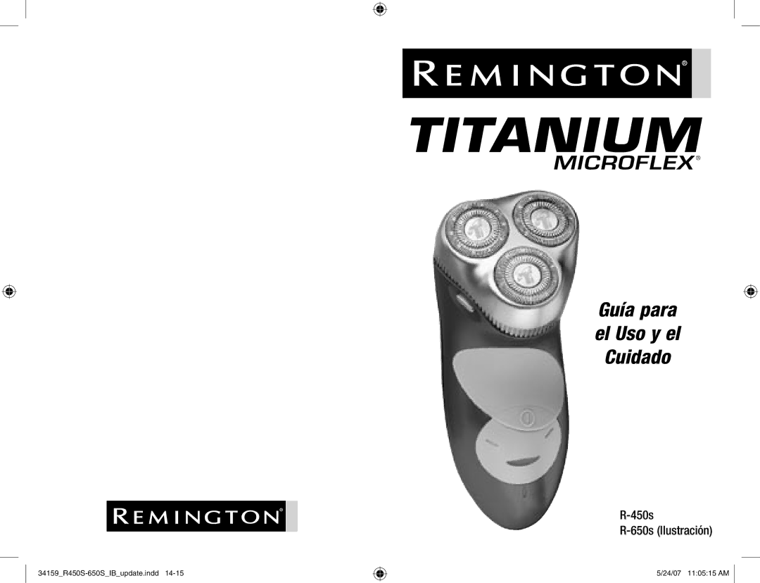 Remington Titanium Microflex, R-450s, R-650s manual Guía para el Uso y el Cuidado 