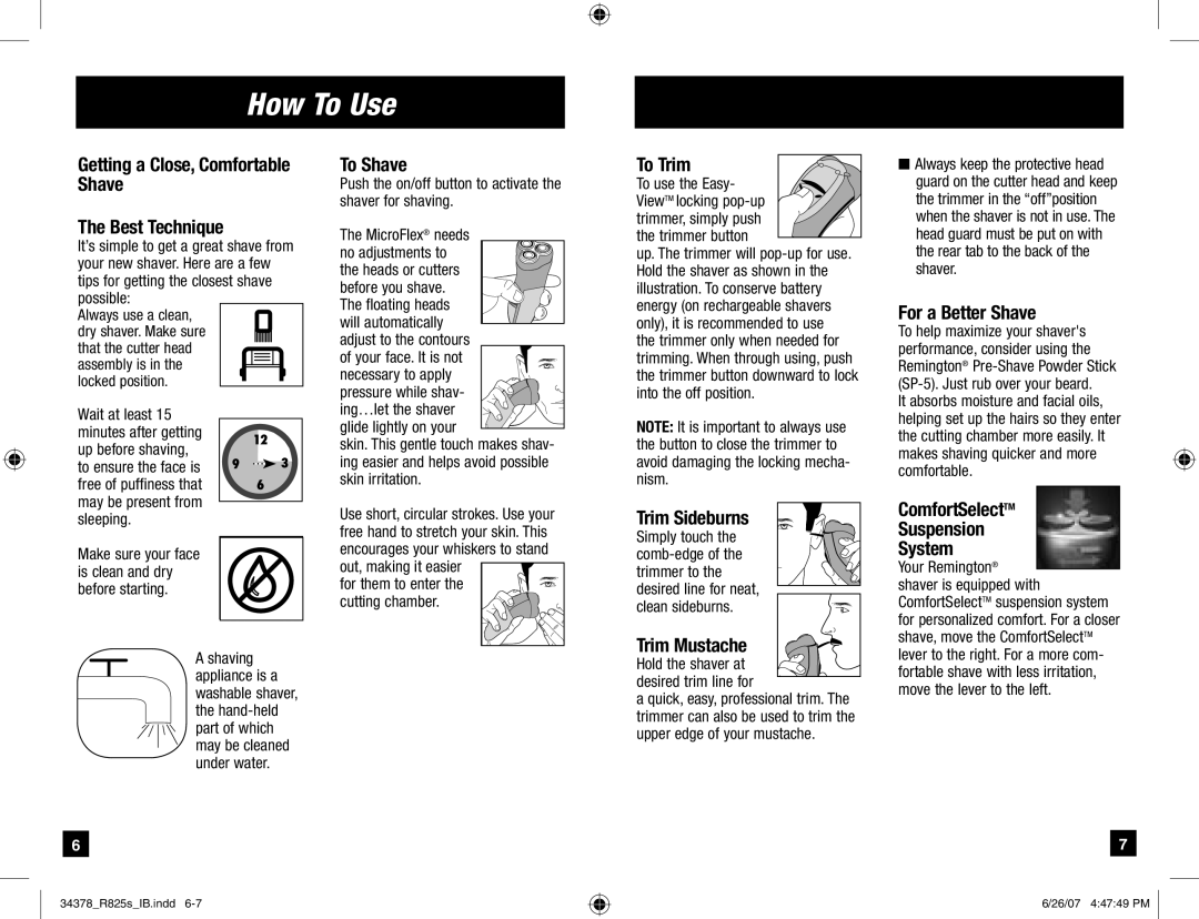 Remington R-825s, R-800, titaniumpro manual How To Use 